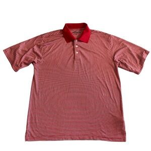 Cypress Club Performance Mens Polo‎ Shirt Medium Red White Striped Golf S/S